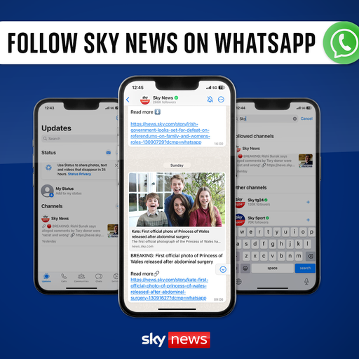 在 WhatsApp 上关注 Sky News